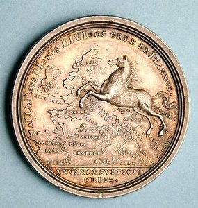 Medalje til minne om tiltredelsen av George I av Georg Wilhelm Vestner