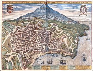 Catania, med Etna i bakgrunnen, Sicilia, Italia (gravering