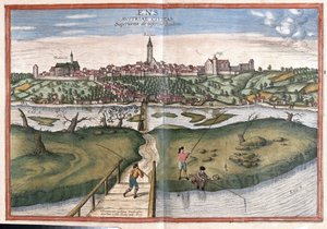Enns, Østerrike (gravering av Georg Braun and Hogenberg Franz