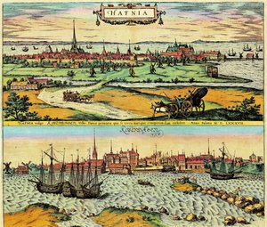Hafnia/Kobenhavn, Denmark av Georg Braun and Hogenberg Franz