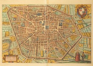 Kart over Bologna fra Cities of the World av Georg Braun av Georg Braun and Hogenberg Franz