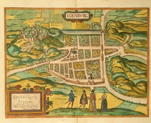 Kart over Edinburgh fra Cities of the World av Georg Braun av Georg Braun and Hogenberg Franz