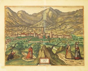 Kart over Fondi, Lazio-regionen fra World Cities av Georg Braun av Georg Braun and Hogenberg Franz