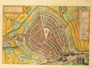 Kart over Gouda fra verdensbyer av Georg Braun av Georg Braun and Hogenberg Franz
