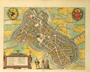 Kart over Lille fra World Cities av Georg Braun av Georg Braun and Hogenberg Franz