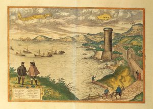 Kart over Mola di Bari, Apulia-regionen fra World Cities av Georg Braun av Georg Braun and Hogenberg Franz