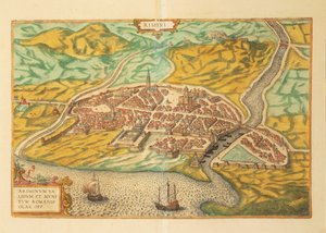 Kart over Rimini fra World Cities av Georg Braun av Georg Braun and Hogenberg Franz