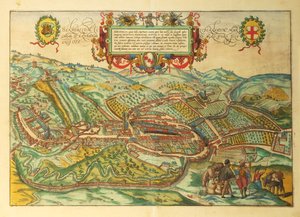 Kart over Serravalle Scrivia, Piemonte-regionen fra World Cities av Georg Braun av Georg Braun and Hogenberg Franz