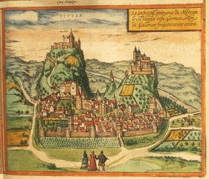 Kart over Sion fra Cities of the World av Georg Braun av Georg Braun and Hogenberg Franz