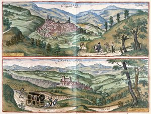 Nocera Umbra (provinsen Perugia) og Castelnuovo di Porto (regionen i Roma), Italia av Georg Braun and Hogenberg Franz