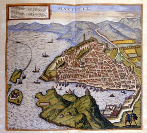 Utsikt over Marseille fra Atlas of Braun og Hogenberg av Georg Braun and Hogenberg Franz