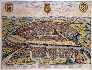 Utsikt over Sevilla fra Atlas of Braun og Hogenberg av Georg Braun and Hogenberg Franz