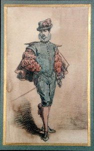 Mannlig karakter i historisk drakt (blyant, blekk og akvarell på papir) av George Sand