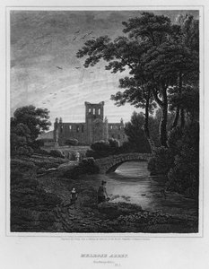 Melrose Abbey, Roxburgshire (gravering)