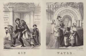 Gin og vann (gravering) av George (after) Cruikshank