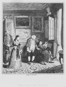 Hildas besøk hos Abel Beechcroft (gravering) av George (after) Cruikshank