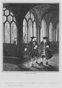 Randulphs intervju med Cordwell Firebras i Cloisters of Westminster Abbey (gravering) av George (after) Cruikshank
