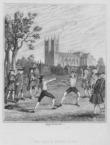 Duellen i Tothill Fields (gravering) av George (after) Cruikshank