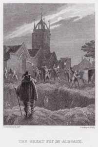 The Great Pit in Aldgate (gravering) av George (after) Cruikshank
