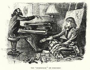 Illustrasjon for Trilby av George du Maurier (gravering) av George (after) Du Maurier