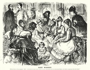 Punch tegneserie: Baby Worship (gravering) av George (after) Du Maurier