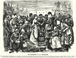 Punch tegneserie: Billingsgate a la Francaise (gravering) av George (after) Du Maurier