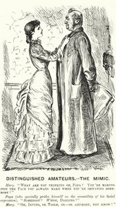 Punch tegneserie: Distinguished Amateurs - the Mimic (gravering) av George (after) Du Maurier