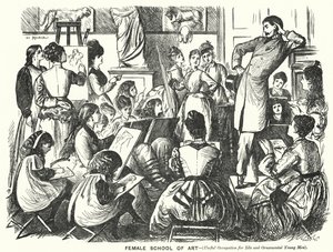 Punch tegneserie: Female School of Art (nyttig yrke for ledige og dekorative unge menn) (gravering)
