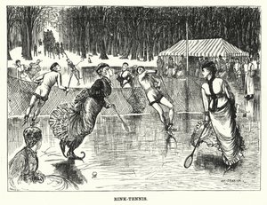 Punch tegneserie: Rink-Tennis (gravering) av George (after) Du Maurier