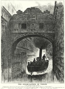 Punch tegneserie: The Steam Launch in Venezia (gravering)