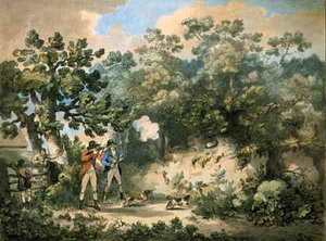 Fasanskyting, etset av Thomas Rowlandson (1756-1827), pub. av J. Harris