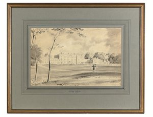 Carton House, Co. Kildare, sete for hertugen av Leinster (blyant og grå vask) av George (after) Petrie