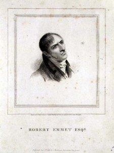 Portrett av Robert Emmet Esq. (1778-1803) gravert av J. Heath, pub. av G. Robinson, London av George (after) Petrie