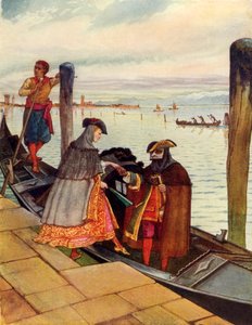 Blondinen i gondolettaen (fargelitografi) av George 9th Earl of Carlisle Howard
