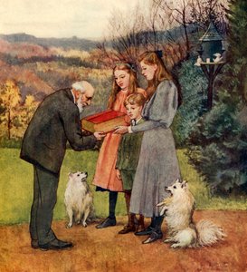 Presentasjon av bildesangboken (fargelitografi) av George 9th Earl of Carlisle Howard
