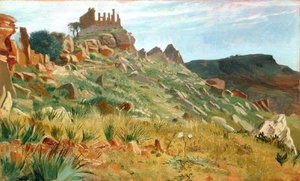 Temple of Juno Lacina, Agrigento, Sicilia (olje på panel)