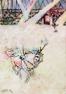 Sirkushest, (blekk og gouache på gessobrett). av George Adamson