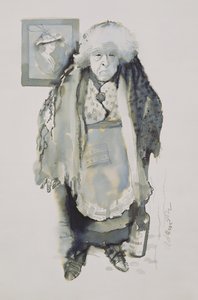 Margaret: De burde gjøre noe, 1969 (penn og vask om bord) av George Adamson