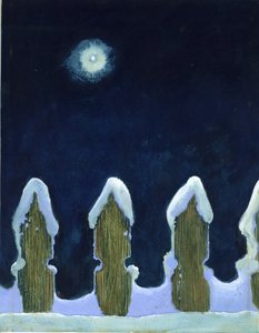 Moonlit Snowy Fence, 1970-tallet av George Adamson