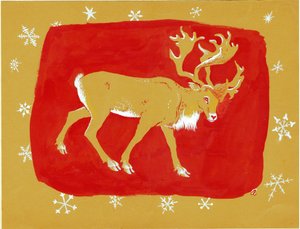 Reinsdyr, 1960-tallet (gouache på farget kort)