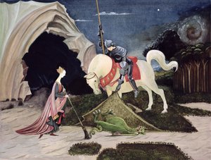 St. George og dragen, fem minutter senere (gouache om bord)