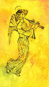 The Golden Angel, 1970-tallet (indisk blekk på gjennomsiktighet over gouache på gessoed hardboard)