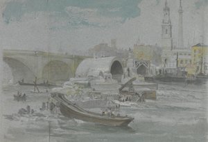 Rivingen av Old London Bridge av George Arnald