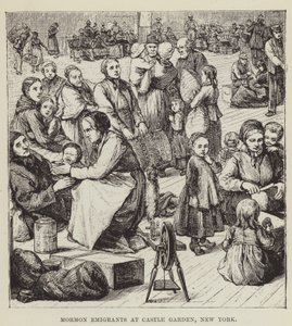Mormonemigranter ved Castle Garden, New York av George Augustus Sala