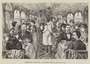 Passasjerer som spiser i en Pullman Parlour Railway Car av George Augustus Sala