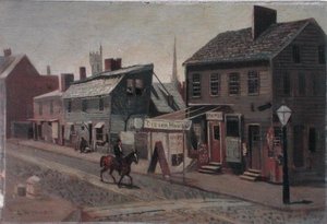 S.W. Hjørne av 13th and Race Street, ca. 1875 (olje om bord) av George Bacon Wood