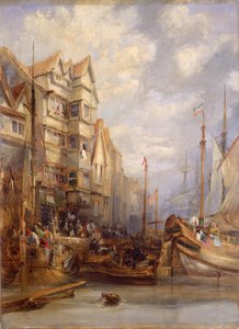 Grey Horse Inn, Quayside, Newcastle upon Tyne (olje på lerret)
