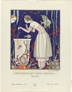 Gazette du Bon Ton, 1914 - nr. 5, pl. 44: Den fantastiske lille fisken (...) / Sommerkjole (tittel på objekt) av George Barbier
