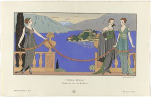 Gazette du Bon Ton, 1914 - nr. 6, pl. 57: Isola Bella/ aftenkjoler av Redfern (tittel på objekt)