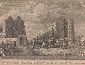 Devonshire Place og Wimpole Street, fra New Road, St. Mary le Bone